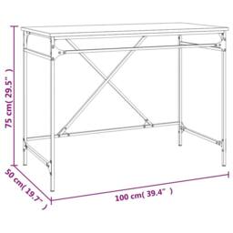 Berkfield Home Charming Desk Brown Oak 100x50x75 cm Engineered Wood & Iron - Size: 100 x 50 x 75 cm - thumbnail 9