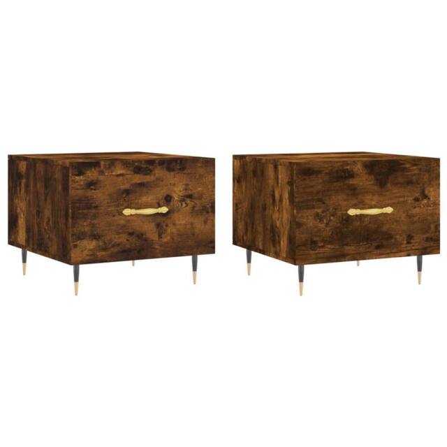 Berkfield Home Coffee Tables 2 pcs Smoked Oak 50x50x40 cm Engineered Wood in Brown - Size: 50 x 50 x 40 cm - image 1