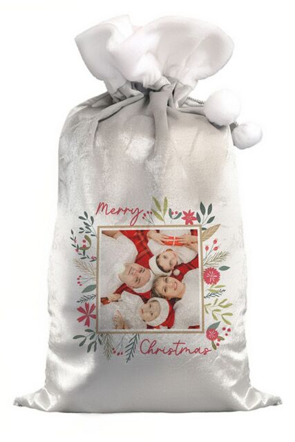 Personalised Memento Company Personalised Photo Upload Christmas Sack in Grey - image 1