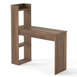 Costway Home Office Desk 110 CM Study Writing Table with Bookshelf in Light Oak - thumbnail 9