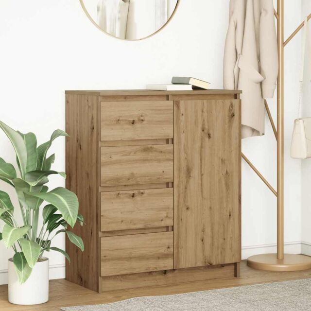 Berkfield Home Sideboard with Drawers Artisan Oak 71x35x84 cm Engineered Wood in Brown - Size: 71 x 35 x 84 cm - image 1