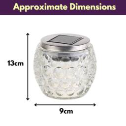 Marco Paul 2 Pack Warm White Dimpled Jar LED Solar Garden Lights in Clear - thumbnail 3