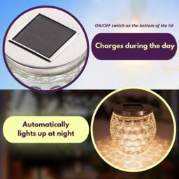 Marco Paul 2 Pack Warm White Dimpled Jar LED Solar Garden Lights in Clear - thumbnail 5