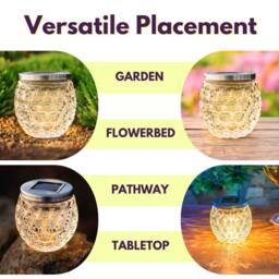 Marco Paul 2 Pack Warm White Dimpled Jar LED Solar Garden Lights in Clear - thumbnail 9