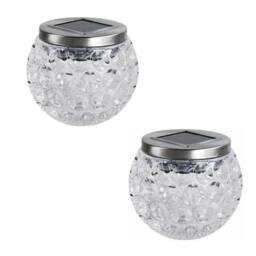 Marco Paul 2 Pack Warm White Dimpled Jar LED Solar Garden Lights in Clear - thumbnail 2