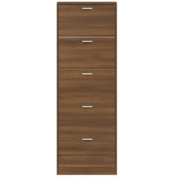 Berkfield Home Shoe Cabinet Brown Oak 59x17x169 cm Engineered Wood - Size: 59 x 17 x 169 cm - thumbnail 6