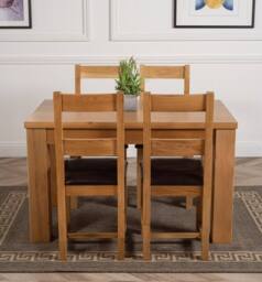 Thats Furniture Dakot 127 x 82cm Oak Small Dining Table & 4 Lincoln Chairs in Brown - Size: 127 x 82 cm - thumbnail 2