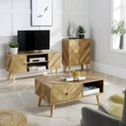 Havendro Coffee Table - 1 Drawer, Natural Storage, Living Room Unit in Brown - thumbnail 6