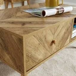 Havendro Coffee Table - 1 Drawer, Natural Storage, Living Room Unit in Brown - thumbnail 5
