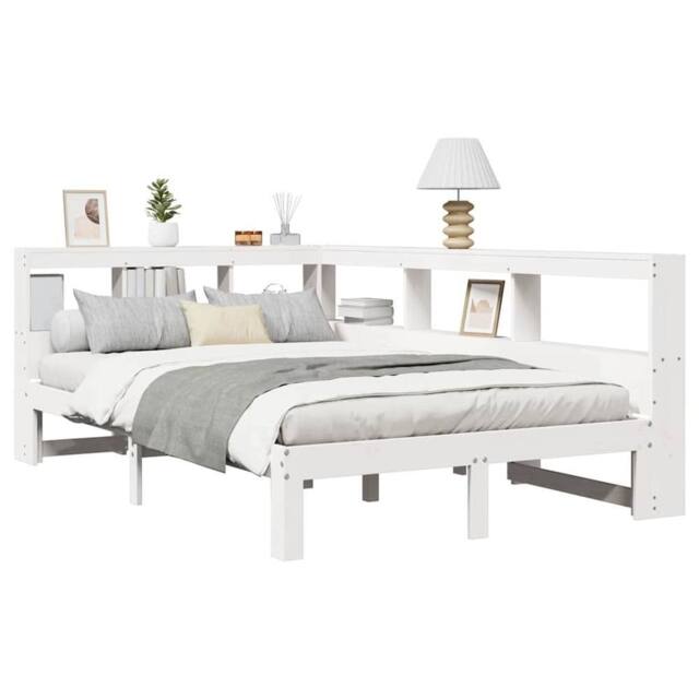 Berkfield Home Decorative Bookcase Bed without Mattress White 135x190 cm Double - image 1