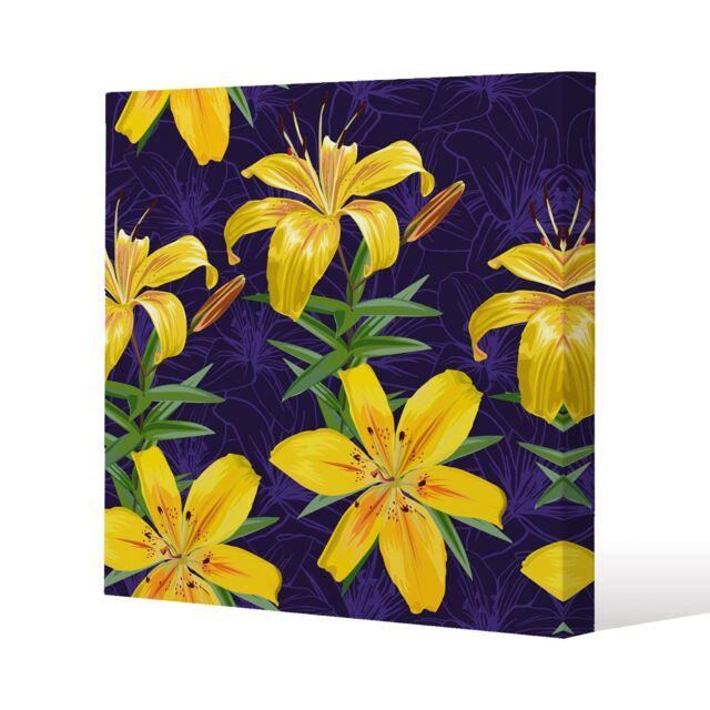 Benjamin Tate Design Yellow lily flowers (Canvas Print) / 114 x 114 x 4cm in Natural - Size: 114 x 114 x 4 cm - image 1