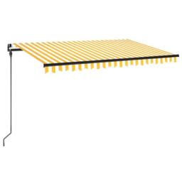 Berkfield Home Manual Retractable Awning with LED 450x300 cm Yellow & White