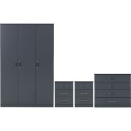 Seconique Dakotia 3 Door Wardrobe Bedroom Set in Dark Grey - thumbnail 2