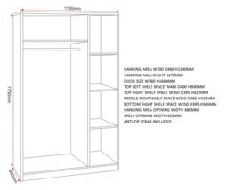 Seconique Dakotia 3 Door Wardrobe Bedroom Set in Dark Grey - thumbnail 9