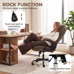 HOMCOM Office Chair, Computer Desk Chair with Flip-up Armrest, Brown - thumbnail 5