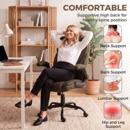HOMCOM Office Chair, Computer Desk Chair with Flip-up Armrest, Brown - thumbnail 4