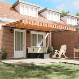 Berkfield Home Retractable Awning Manual Yellow & Orange 450x300 cm - thumbnail 3