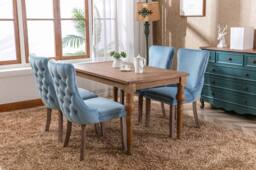 Modern Home Touch Sierra Lux Set of 4 Velvet Dining Chairs with Tufted Wing Backs in Light Blue - Size: 4 Pack - thumbnail 3
