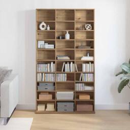 Berkfield Home CD Cabinet in Artisan Oak - 101x23x177.5 cm Made from Engineered Wood in Beige - thumbnail 4