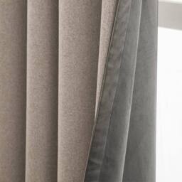 Furn Verso Suede-Look 100% Blackout Eyelet Curtain Pair in Charcoal - Size: 229 cm width x 229 cm drop - thumbnail 5