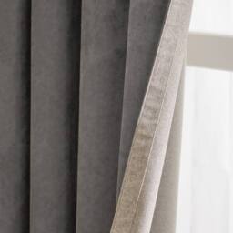 Furn Verso Suede-Look 100% Blackout Eyelet Curtain Pair in Charcoal - Size: 229 cm width x 229 cm drop - thumbnail 3