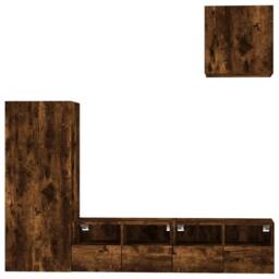 Berkfield Home Versatile 4 Piece TV Wall Units Smoked Oak Engineered Wood in Brown - thumbnail 5