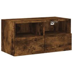 Berkfield Home Versatile 4 Piece TV Wall Units Smoked Oak Engineered Wood in Brown - thumbnail 7
