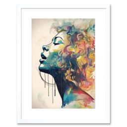 "Artery8 Wall Art Print Sensual Woman Female Profile Portrait Soft Pastel Colour Modern Watercolour Painting Artwork Framed 9X7 Inch - Size: W7"" x H9""" - thumbnail 1