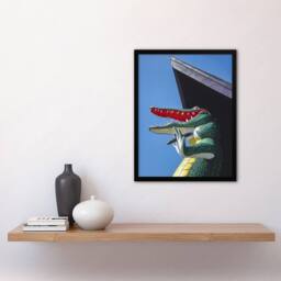 Artery8 Gatorland Zoo Alligator With Cigar Margolies Framed Wall Art Print in Blue - Size: A4 - thumbnail 4