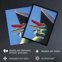 Artery8 Gatorland Zoo Alligator With Cigar Margolies Framed Wall Art Print in Blue - Size: A4 - thumbnail 2