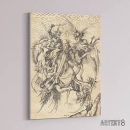"Artery8 Schongauer Temptation Saint Anthony Canvas Wall Art Print in Beige - Size: W24"" x H32""" - thumbnail 2