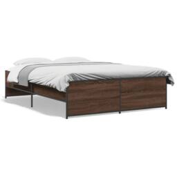 Berkfield Home Bed Frame without Mattress Brown Oak 135x190 cm Double - thumbnail 1