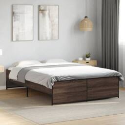 Berkfield Home Bed Frame without Mattress Brown Oak 135x190 cm Double - thumbnail 2