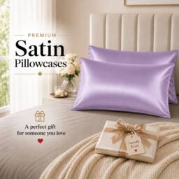 Grace Super Soft Pillow Cases 2 Pack Satin Silk Envelope Closure in Purple - Size: Standard Pillow Case - thumbnail 8