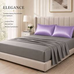 Grace Super Soft Pillow Cases 2 Pack Satin Silk Envelope Closure in Purple - Size: Standard Pillow Case - thumbnail 7