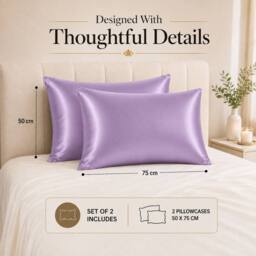 Grace Super Soft Pillow Cases 2 Pack Satin Silk Envelope Closure in Purple - Size: Standard Pillow Case - thumbnail 9