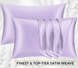 Grace Super Soft Pillow Cases 2 Pack Satin Silk Envelope Closure in Purple - Size: Standard Pillow Case - thumbnail 2