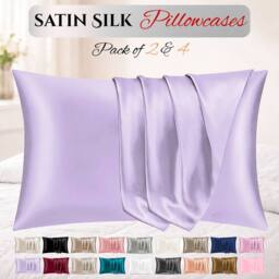 Grace Super Soft Pillow Cases 2 Pack Satin Silk Envelope Closure in Purple - Size: Standard Pillow Case