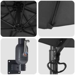 Berkfield Home Patio Umbrella Anthracite Powder-Coated Steel, Polyester Large in Dark Grey - thumbnail 7