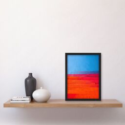 Artery8 Abstract Minimalist Steps Painting Blue Purple Pink Orange Red Artwork Framed Wall Art Print A4 in Black - thumbnail 2