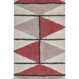 Wyld and Coco Multicolour Cotton Rug 80 x 150 cm Low Pile Geometric Retro - Size: 80 cm x 150 cm - thumbnail 2