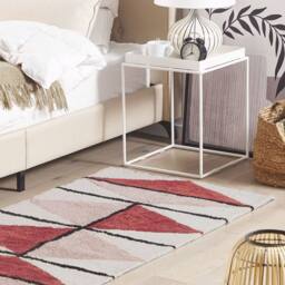 Wyld and Coco Multicolour Cotton Rug 80 x 150 cm Low Pile Geometric Retro - Size: 80 cm x 150 cm - thumbnail 1
