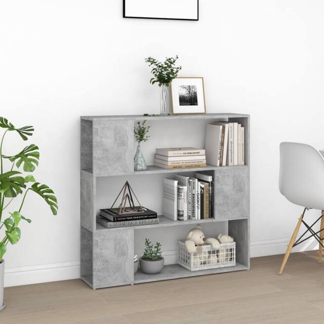 Berkfield Home Classic Book Cabinet Room Divider Concrete Grey 100x24x94 cm - Size: 100 x 24 x 94 cm - image 1