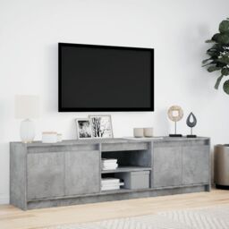 Berkfield Home TV Cabinet with LED Concrete Grey 180x34x50 cm Engineered Wood - Size: 180 x 34 x 50 cm - thumbnail 4