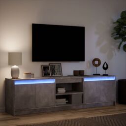 Berkfield Home TV Cabinet with LED Concrete Grey 180x34x50 cm Engineered Wood - Size: 180 x 34 x 50 cm - thumbnail 5