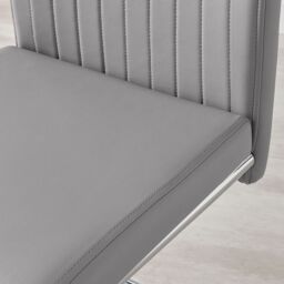 FurnitureboxUK 2x Lorenzo Faux Leather Chrome Dining Chairs in Grey - thumbnail 4