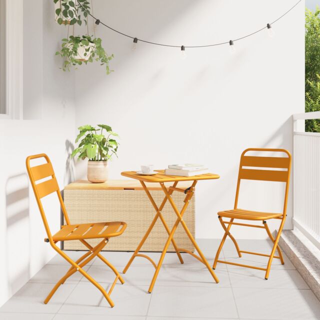 Berkfield Home Folding Garden Chairs 2 pcs Mustard Yellow 42x52x82 cm Powder-coated Steel - Size: 42 x 52 x 82 cm - image 1