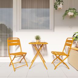 Berkfield Home Folding Garden Chairs 2 pcs Mustard Yellow 42x52x82 cm Powder-coated Steel - Size: 42 x 52 x 82 cm - thumbnail 3