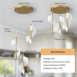 Garwarm 3 - Light LED Gold Cluster Pendant Light in Clear - thumbnail 5