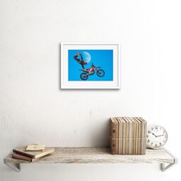 "Artery8 Wall Art Print Motocross Bike Stunt Framed in White - Size: W7"" x H9""" - thumbnail 2